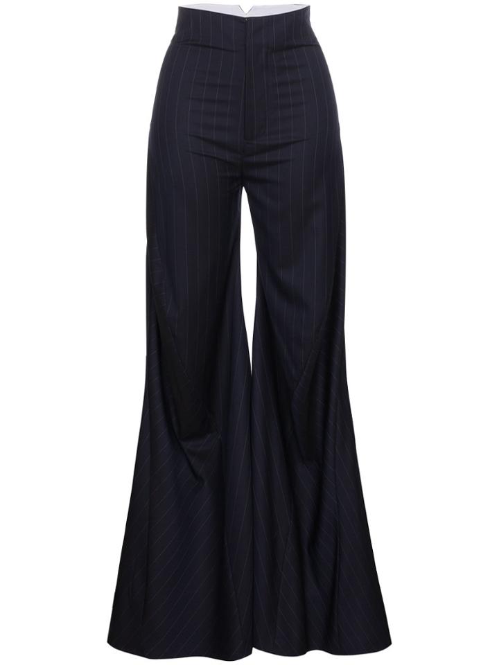 Wright Le Chapelain Pinstripe Bias Cut Flared Trousers - Blue