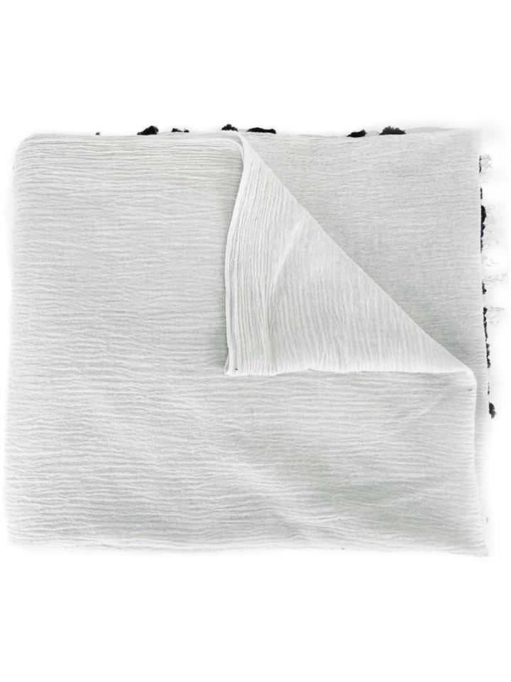 Claudio Cutuli Embroidered Lace Hem Scarf, Women's, Grey, Modal/wool