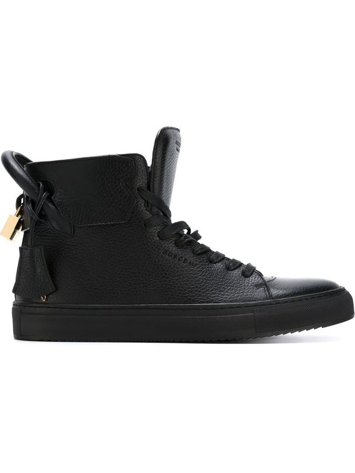 Buscemi 125mm Hi-top Sneakers, Men's, Size: 9, Black, Calf Leather/leather/rubber