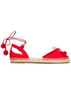 Aquazzura Palm Beach Espadrilles, Women's, Size: 37, Red, Leather/paper