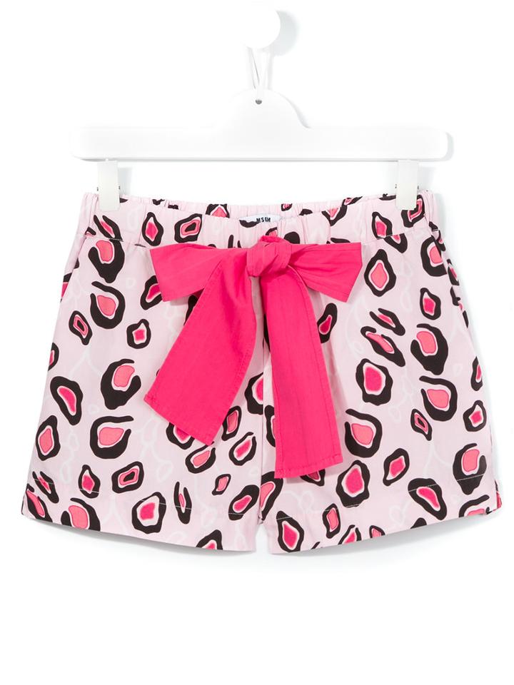 Msgm Kids Leopard Print Shorts, Girl's, Size: 14 Yrs, Pink/purple