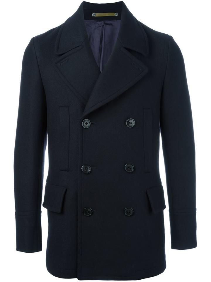 Ps By Paul Smith Classic Peacoat, Men's, Size: Large, Blue, Nylon/viscose/cashmere/wool
