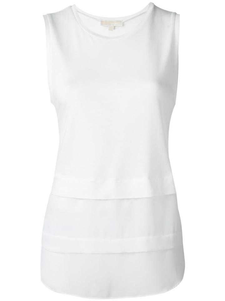 Michael Michael Kors Layered Jersey Top, Women's, Size: Xl, White, Lyocell/viscose