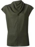 Nina Ricci Drape-collar Top, Women's, Size: 40, Green, Wool