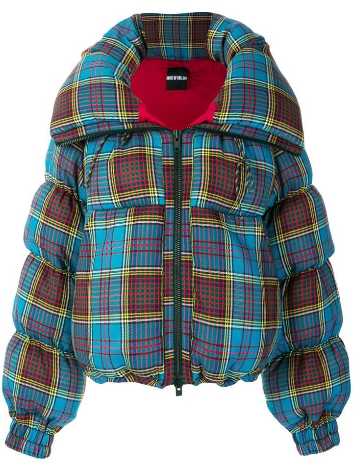 House Of Holland Tartan Puffer Jacket - Blue