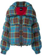 House Of Holland Tartan Puffer Jacket - Blue