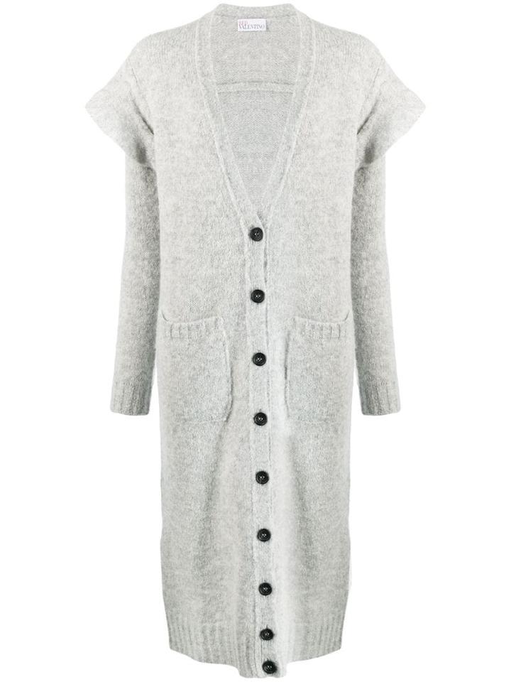 Red Valentino Long Ruffled Sleeve Cardigan - Grey