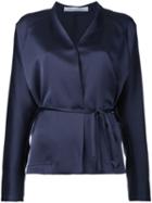 Wrap Blouse - Women - Polyester - 6, Blue, Polyester, Christopher Esber