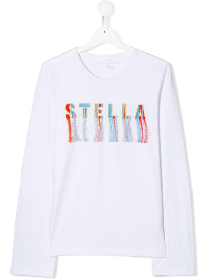 Stella Mccartney Kids Teen Fringed Logo T-shirt - White