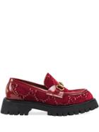 Gucci Gg Velvet Lug Sole Loafers - Red