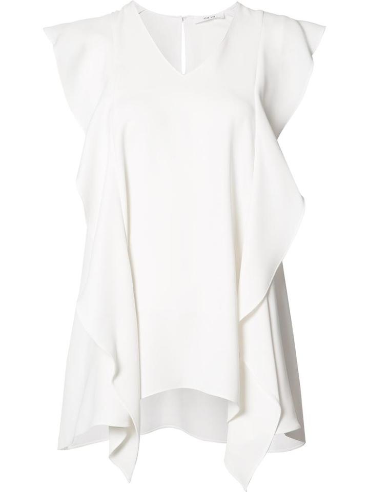 Adeam Pleated Trim Blouse, Women's, Size: Small, White, Polyester