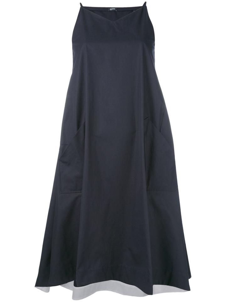 Jil Sander Navy - Side Pockets Flared Dress - Women - Cotton - 34, Blue, Cotton