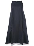 Jil Sander Navy - Side Pockets Flared Dress - Women - Cotton - 34, Blue, Cotton