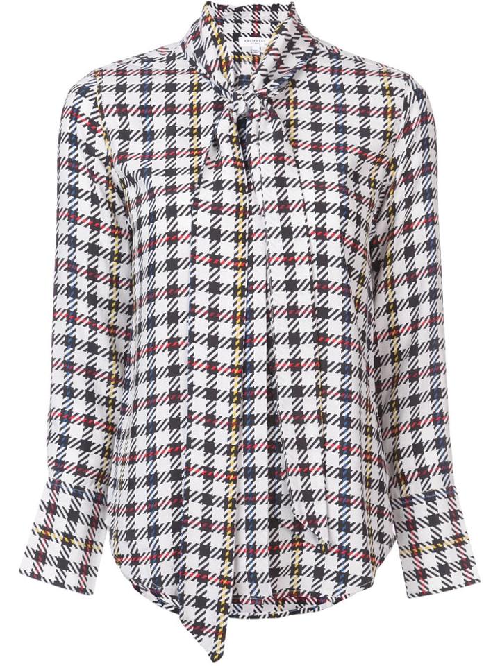 Equipment Checked Bow Tie Shirt - White