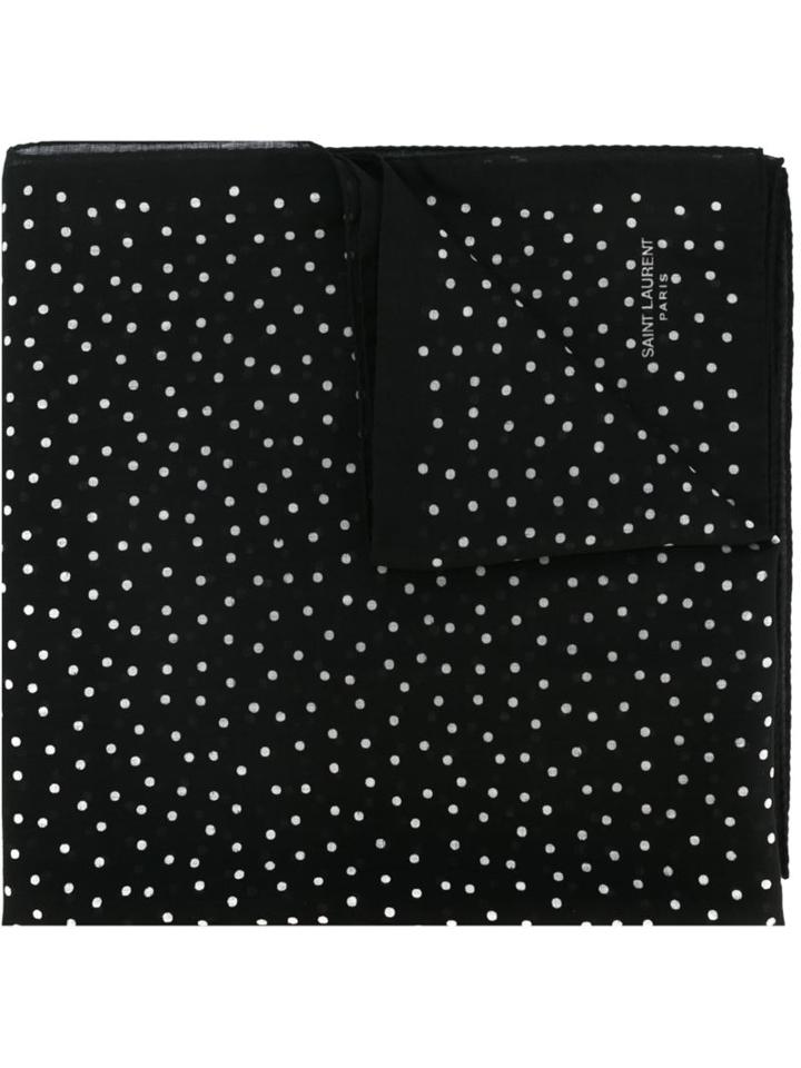 Saint Laurent Polka Dot Scarf, Women's, Black, Wool