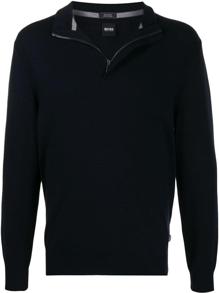 Boss Hugo Boss Zipped Neck Jumper - Blue