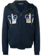 Dolce & Gabbana Crown Embroidered Hoodie - Blue