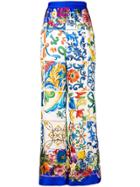 Dolce & Gabbana Floral Flared Trousers - Blue