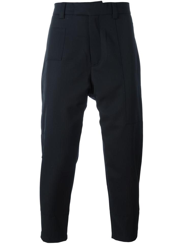 Oamc Drop Crotch Trousers, Men's, Size: 32, Blue, Cupro/virgin Wool