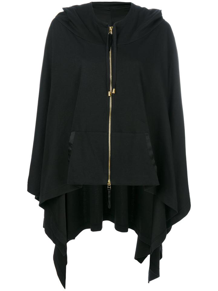 Unconditional - Hooded Zip Cape Poncho - Women - Cotton - M, Black, Cotton
