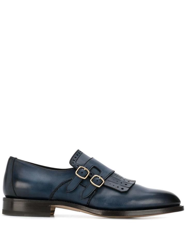 Santoni Fringe Detail Monk Shoes - Blue