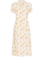Reformation Sheila Floral Print Midi Dress - White