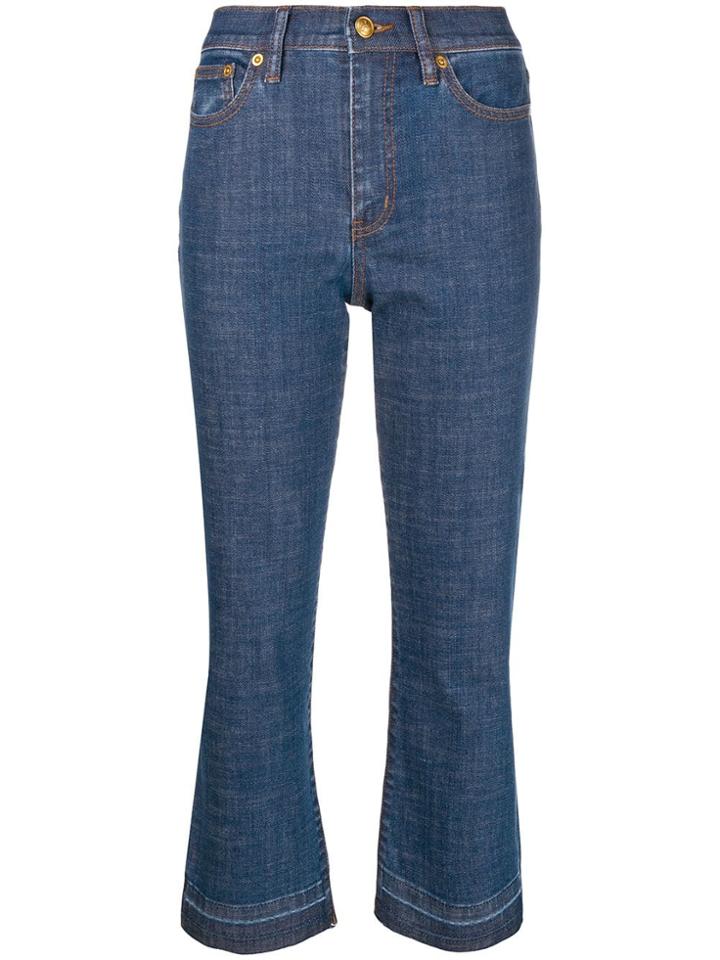 Tory Burch Cropped Flared Jeans - Blue