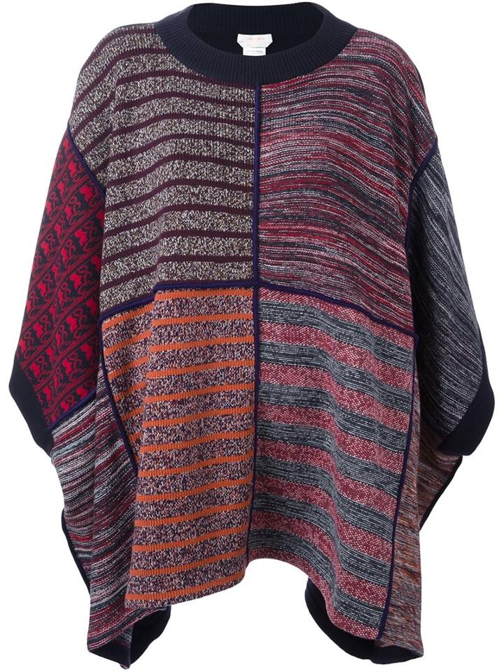 See By Chloé Patchwork Knitted Poncho, Women's, Size: Xs/s, Cotton/acrylic/wool