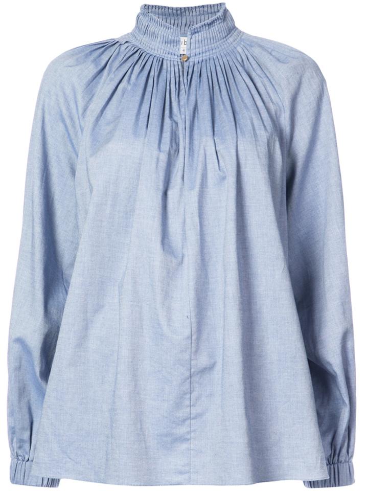 Tibi Oversized Balloon Sleeve Blouse - Blue