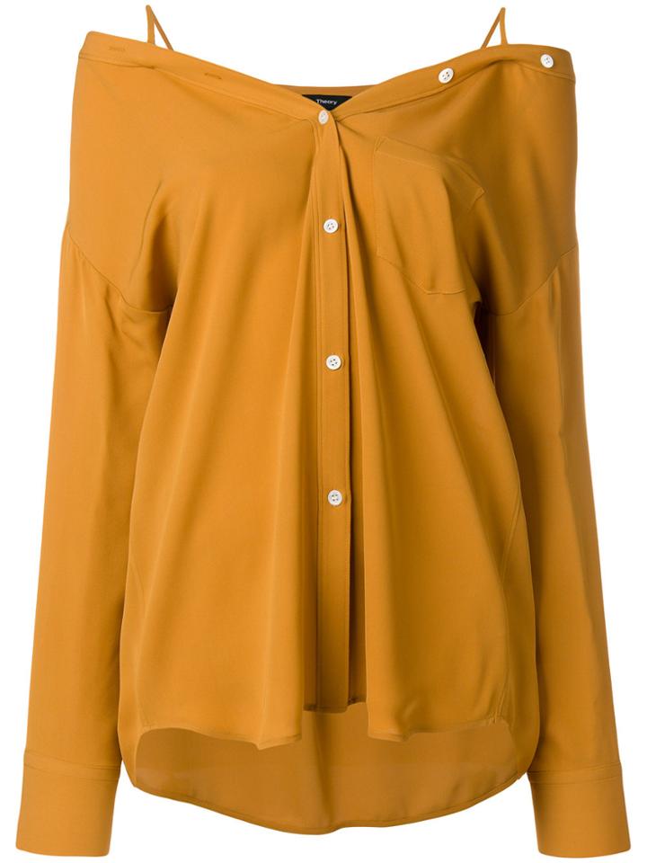 Theory Off The Shoulder Shirt - Yellow & Orange