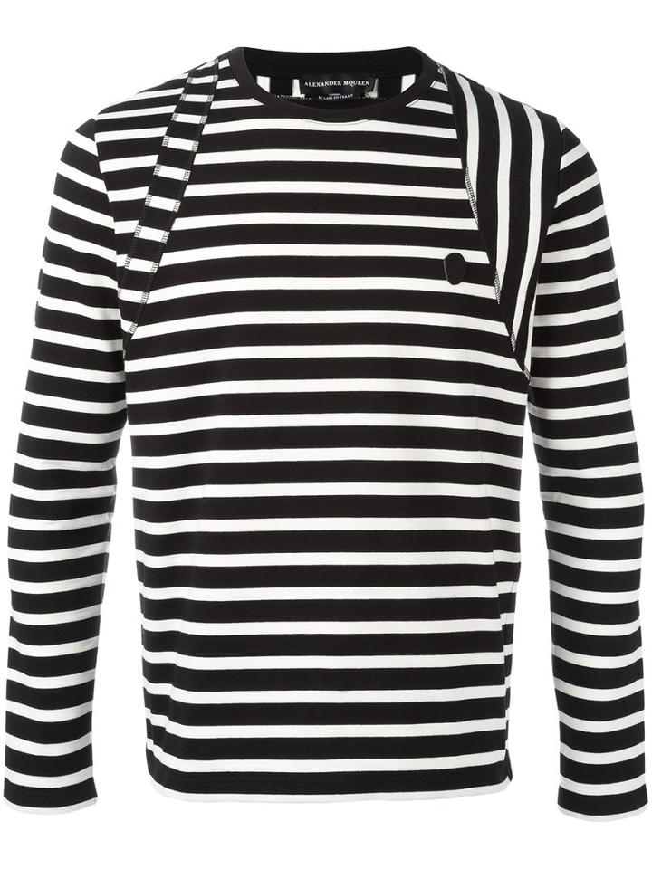 Alexander Mcqueen Striped Skull Badge Jumper, Men's, Size: Small, Black, Cotton