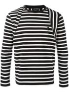 Alexander Mcqueen Striped Skull Badge Jumper, Men's, Size: Small, Black, Cotton