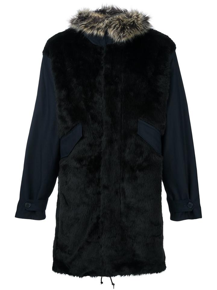 Ps By Paul Smith Furred Effect Coat, Men's, Size: Large, Black, Modacrylic/polyester/cotton