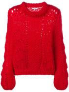 Ganni Oversized Knitted Jumper - Red
