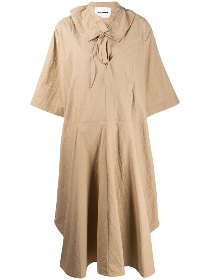 Jil Sander Ruffle Collar Dress - Brown