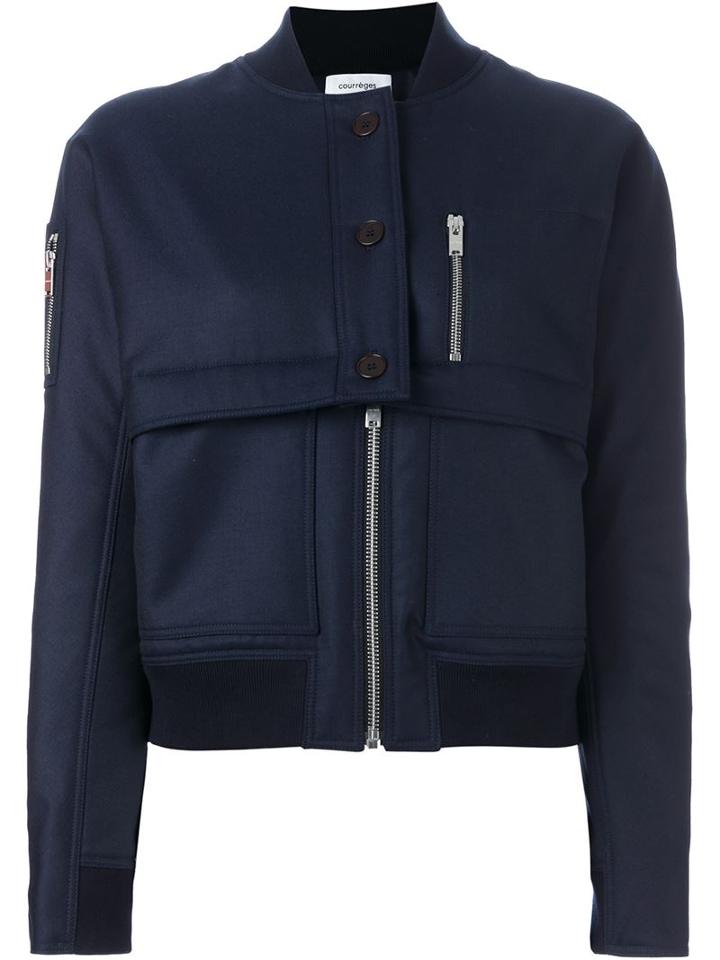 Courrèges Bomber Jacket, Women's, Size: 36, Blue, Cotton/acetate/cupro