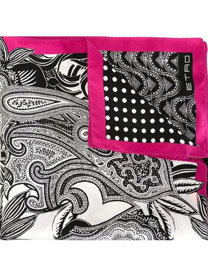 Etro Paisley Print Scarf, Men's, Black, Silk