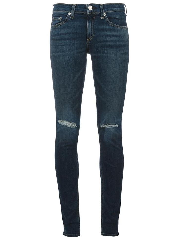 Rag & Bone /jean Skinny Distressed Jeans, Women's, Size: 24, Blue, Cotton/polyurethane