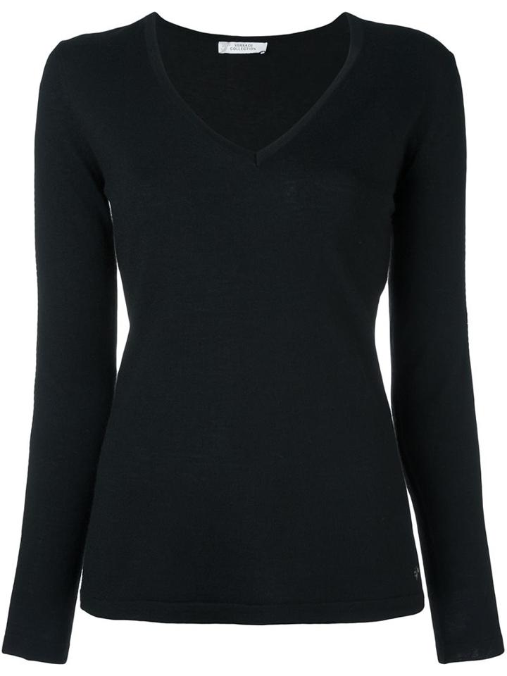 Versace Collection V-neck Jumper, Women's, Size: 42, Black, Viscose/wool