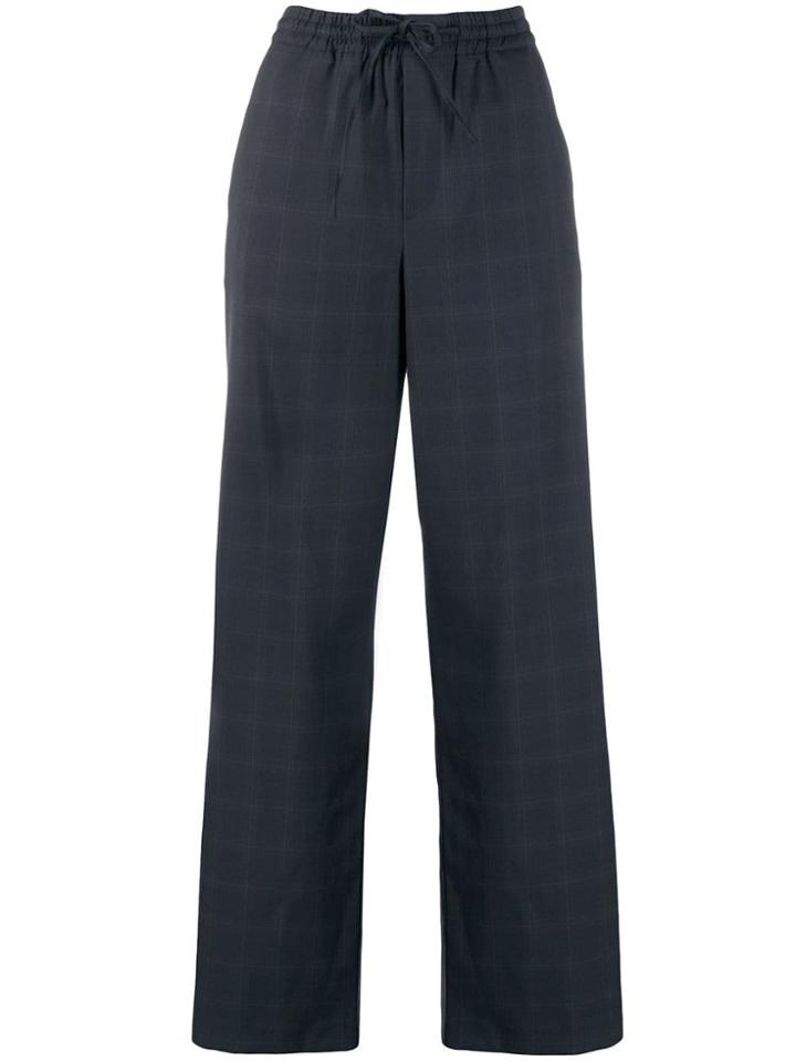 Maison Margiela Wide Leg Checked Trousers - Blue
