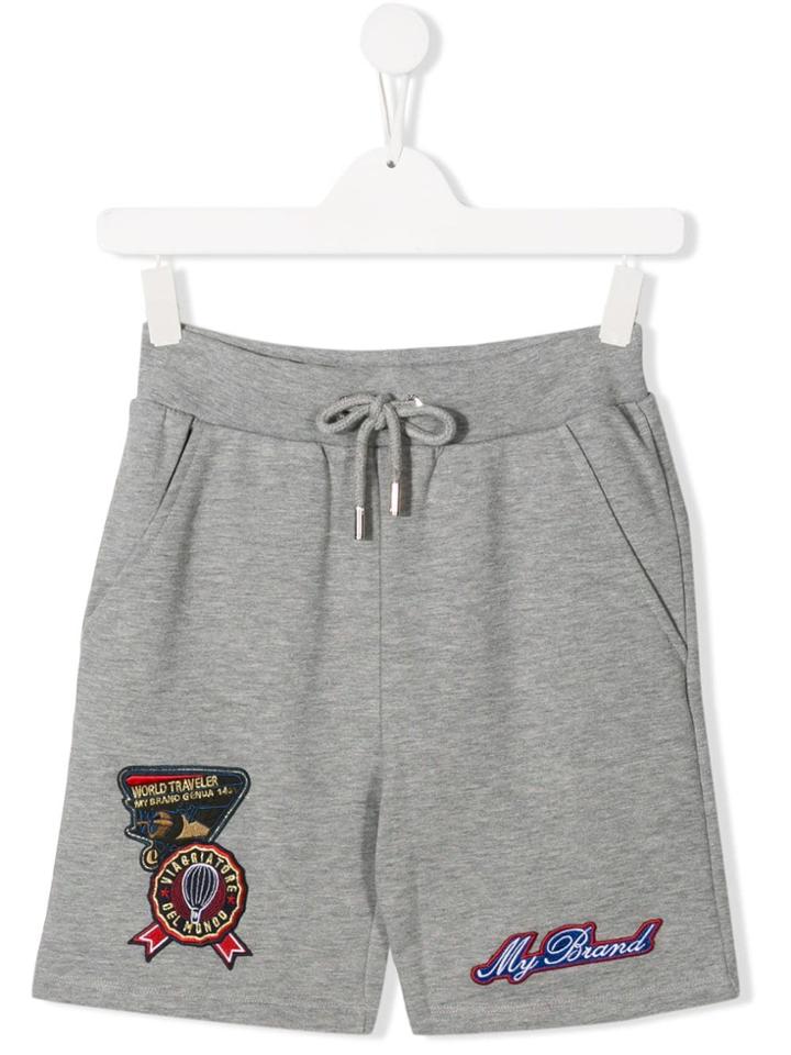 My Brand Kids World Traveler Patch Track Shorts - Grey