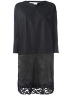 Fabiana Filippi Lace Bottom Dress, Women's, Size: 44, Grey, Silk/suede/cashmere/merino