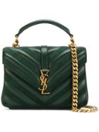 Saint Laurent - Monogram Collège Satchel - Women - Leather/suede - One Size, Green, Leather/suede