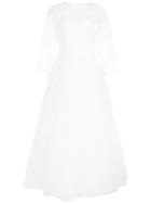 Tadashi Shoji Embroidered Flared Dress - White