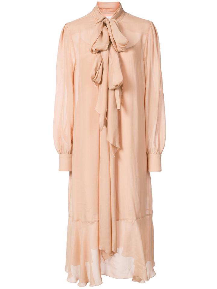 See By Chloé Tie Neck Dress - Pink & Purple