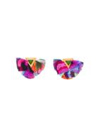 Katerina Makriyianni Multicoloured Silk Butterfly Earrings