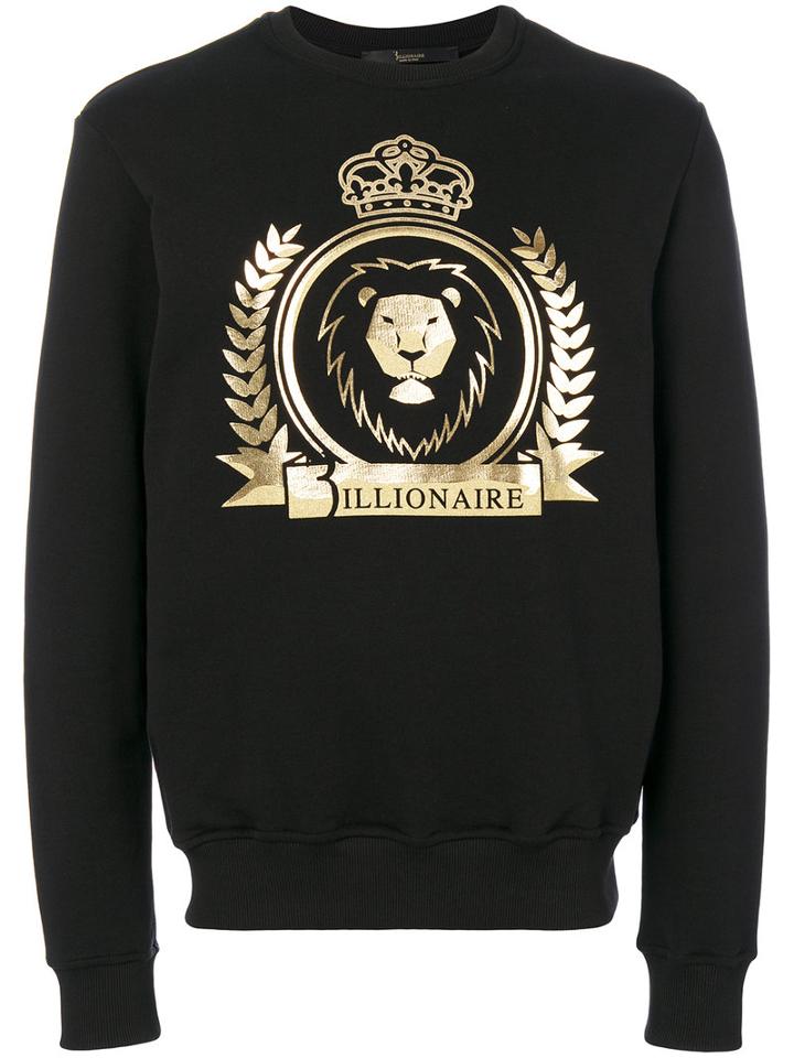 Billionaire - Lion Crest Emblem Sweatshirt - Men - Cotton - L, Black, Cotton