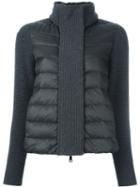 Moncler Padded Knitted Cardigan, Women's, Size: Medium, Grey, Feather Down/polyamide/virgin Wool