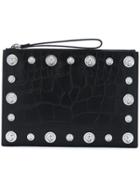 Versus Lion Head Crocodile Effect Clutch - Black