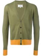 Maison Margiela Elbow Patch Cardigan, Men's, Size: Medium, Green, Linen/flax/wool/calf Leather